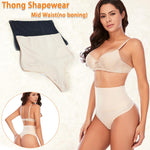 Werena Tummy Control Thong Shapewear for Women Seamless Shaping Novelty Thong Panties Body Shaper Underwear(02# Beige-no boning,Medium)