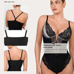 Popilush Shapewear Bodysuits for Women Lace Corset Tops Tummy Control V Neck Sleeveless Body Suit Thongs
