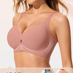 LetsJoli Minimizer Bras for Women Wireless Bra No Underwire Seamless Push Up Full Coverage Supportive Winter Outfits(Pink L)