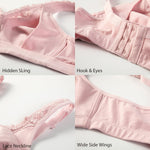 DELIMIRA Women's Wireless Plus Size Full Coverage Lace Bra Cotton Unlined Comfortable Gentle Rose 52C