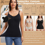 JOYSHAPER Shapewear Camisole for Women Tummy Control Shapewear Tank Top with Built In Bra V Neck Cami Shaper Compression Camisole Tops Black M