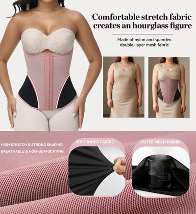SHAPSHE Waist Trainer for Women Corset Shapewear Tummy Control Cincher Workout Body Shaper with Hooks RBN/Medium