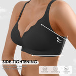 Seamless Wireless Bra for Women with Support - No Underwire Full Coverage Push Up Comfort Bras - Back Fat Smoothing No Wire Bralette for Womens - Padded Soft Lift Bralettes(Black,L)