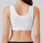 BRABIC Front Closure Post Surgical Compression Everyday Bra for Women Mastectomy with Removable Breast Support Band White