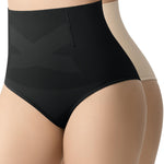 Ousmile 2PC Shapewear Tummy Control for Women High Waisted Body Shaper Underwear Seamless Briefs Panty Girdle