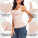 EUYZOU Women's Tummy Control Shapewear Tank Tops Seamless Square Neck Compression Tops Slimming Body Shaper Camisole - Light Pink XXXL