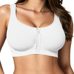 BRABIC Front Closure Bras for Women Compression Surgical Bra No Underwire Full Coverage Wireless Bralette, White, XL