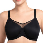 HSIA Minimizer Bras for Women Plus Size, Full Coverage Coolcomfort T Shirt Unlined Bra with Underwire for Heavy Breast, Black with Floral Print 38DDD