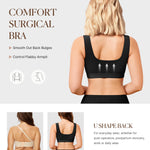 BRABIC Front Closure Post Surgery Compression Bra for Women Mastectomy Post Surgical Wireless Bras with Breast Support Band (Black,Large)