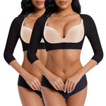 DEHORU Arm Shaper for Women Post Surgical Slimming Sleeves Compression Shirt Posture Corrector Tops Shapewear (BKBK M)