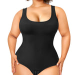Nebility Plus Size Tummy Control Shapewear Bodysuits For Women Seamless Waist Trainer Body Shaper Sleeveless Round Neck Top(Black Plus Size,1X)