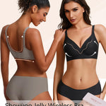 Showyoo Women's Wireless Bras Seamless Full Coverage Bralette No Underwire Comfort T-Shirt Bra with Lace Panel Insert Gray S