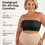SHAPERMINT Strapless Bra, Wireless Non-Slip Bandeau, Convertible Straps, Molded Strapless Bras for Women S to Large Breasts Black