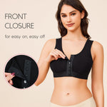 BRABIC Front Closure Compression Full Coverage Bras for Women Post Surgery Everyday Black