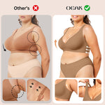 OEAK Womens Deep V Bras Wireless Comfortable Bra Supportive No Underwire Bras Tshirt Push Up Bralettes Plunge Seamless Bra Gravel Beige XS