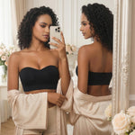 PRETTYWELL Strapless Bra for Women Comfort Non-Slip Seamless Padded Bandeau Bras Wireless Tube Top Bra with Multi-Way Straps Black
