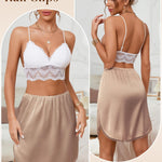 Avidlove Women's Half Slips Non Cling Satin Slip Skirt Under Dresses Lace Slip Soft Underskirt(Dark Nude,XXL)