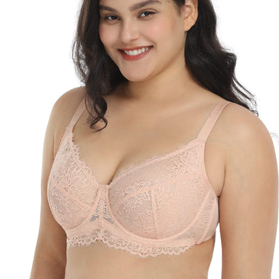 HSIA Minimizer Bra for Women - Plus Size Lace Full Coverage Womans Bra Unlined Underwire Bra for Heavy Breast