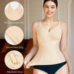 LODAY Compression Tank Tops for Women Tummy Control Shapewear Seamless Body Shaper Workout V-Neck Camisole Cami Tops(Beige, Medium)