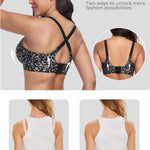 Gailife Womens Wireless V Mesh Comfortable Bra Seamless Bralette Push Up Brassiere No Underwire Supportive Tshirt Everyday Bra, Grey Leopard, M