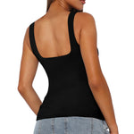 XIEERDUO Womens Fitted Tank Tops Double Layer Seamless Camisole Slim Fit Shirts 2026 Basic Summer Black XL
