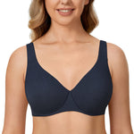 DELIMIRA Minimizer Bras for Women Full Coverage Plus Size Underwire Unlined Supportive Seamless Bra Sapphire Heather 38DD