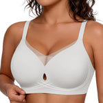 Popilush Wireless Bras for Women Seamless Full Coverage Push Up Everyday Bra No Underwire T-Shirt Bralette White