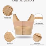 FeelinGirl Post Surgery Compression Bra Front Closure Surgical Bra for Recovery with Breast Support Band Beige L
