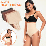 Werena Thong Shapewear Tummy Control Shaper Underwear for Women Seamless Compression Thong Novelty Hipster Panties(02# High Waisted Beige(slimmming),Medium)
