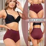 LEVAO Women's Tummy Control Underwear High Waisted Seamless Panties - Postpartum Briefs No Show Shaper S-3XL 4 Pack