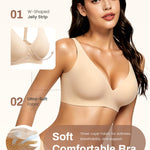 Gailife Deep V Jelly Bras for Women No Underwire Wireless Seamless Push Up Bra Comfort Support Plunge Bralette Full Coverage -BK/ND,3XL