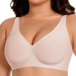Werena Womens Wireless Jelly Bras Push Up Deep V Seamless Bra No Underwire Supportive Lifting Plunge Everyday Comfortable Tshirt Bralette (Pink,2XL)