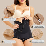 MOVWIN Postpartum Belly Wrap C Section Panties Belly Band Abdominal Compression Corset Girdle Shorts with Zipper Black