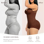 YIANNA Postpartum Fajas Colombianas Moldeadoras Full Body Shapewear Tummy Control for Women Body Shaper Girdles Compression Garment with Side Bust Pad, YA7510-Brown-XL
