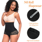 Womens Shapewear Tummy Control Underwear High Waist Shaper Panites Girdle Slimming Briefs(01# A Black(lace),Medium)