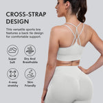 CHRLEISURE Sports Bras for Women, 4 Packs Padded High Support Workout Yoga Seamless Criss-Cross Racerback Bras(BlackNavyLGreyPink, M)