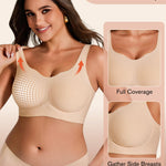 Jelly Bras for Women Plus Size No Underwire Push Up Full Coverage Minimizer Bra Seamless Wireless Bralette Nude