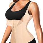 Nebility Women Waist Trainer Corset Zipper Vest Body Shaper Cincher Tank Top with Adjustable Straps (S, Beige)