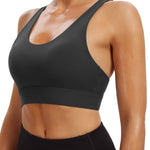Heathyoga Sports Bra High Impact，Padded High Support Sports Bras for Women Large Bust, Strappy Workout Bras Activewear Bra Black