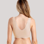 Floatley Cozy Bra Comfort Wirefree Full Coverage Seamless Bra with Embedded Pad for Women Size XL Champagne