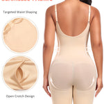 Women's Seamless Shapewear Tummy Control Bodysuit Body Shaper V Neck Seamless Butt Lifter Full Shaping Bodyshapers (Nude+Nude,Medium)