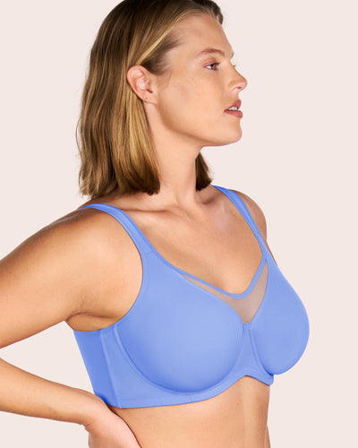 HSIA Minimizer Bras for Women Plus Size, Full Coverage Coolcomfort T Shirt Unlined Bra with Underwire for Heavy Breast, Sky Blue 34C