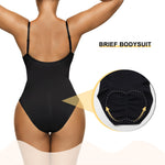 SHAPERX Women's Shapewear Bodysuit Bonded Tummy Control Panel Seamless Comfy Body Shaper With Targeted Compression,SZ6213-Black-L/XL