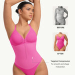FeelinGirl Shapewear Tummy Control for Women Zip Shapewear Bodysuit Thong V-Neck Body Suit Seamless Body Shaper