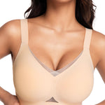 Gailife Jelly Wireless Bras for Women No Underwire Bralettes Seamless Supportive T Shirt Everyday Bras-Beige,M