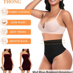 Werena Tummy Control Thong Shapewear for Women High Waisted Body Shaper Panties Shaping Thong Girdle Underwear