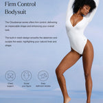 Popilush Long Sleeve Purple Bodysuit for Women Tummy Control Thong Shapewear V Neck Shirt Going Out Tops