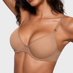 INLYRIC Women's Cosnufy Sheer Balconette Bra Demi Unlined Plunge Mesh See Through Sexy Bras Underwire Gravel Beige 36D