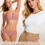 LetsJoli Minimizer Bras for Women Wireless Bra No Underwire Seamless Push Up Full Coverage Supportive Winter Outfits(Pink L)