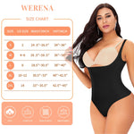 Werena Thong Shapewear Bodysuit for Women Tummy Control Open Bust Body Shaper Slimmer Shaping Thong(#1 Pure Black,Medium)